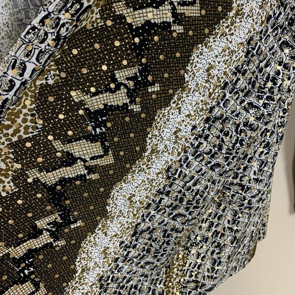 All Hours Womens XXL Cardigan Open Black Gold Stretch Knit Slinky Mobwife Edgy - Picture 8 of 14